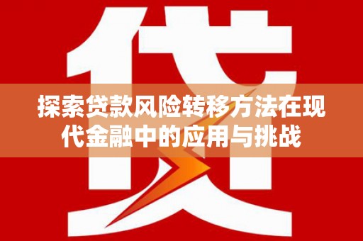 潮州探索贷款风险转移方法在现代金融中的应用与挑战