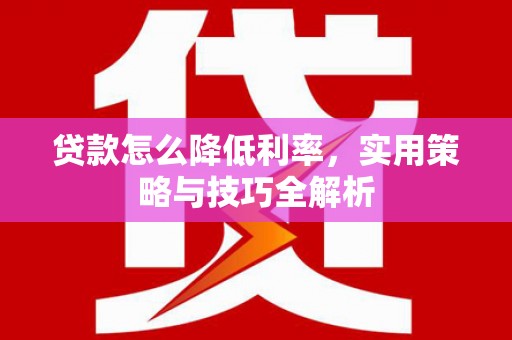 潮州贷款怎么降低利率，实用策略与技巧全解析