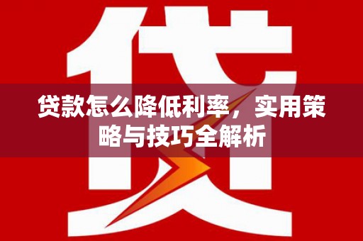 潮州贷款怎么降低利率，实用策略与技巧全解析